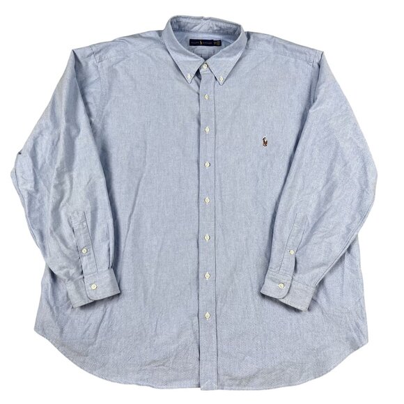 Ralph Lauren Mens Blue Chambray Flesh Pony Button Down Shirt Sz 3XB - Picture 1 of 5